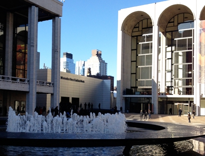 Fashion Week tents greet us as we arrive at Lincoln Center
