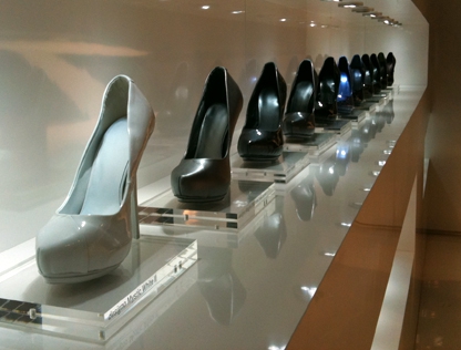 Stilletos feature Mercedes' colors — white, black, sapphire, silver